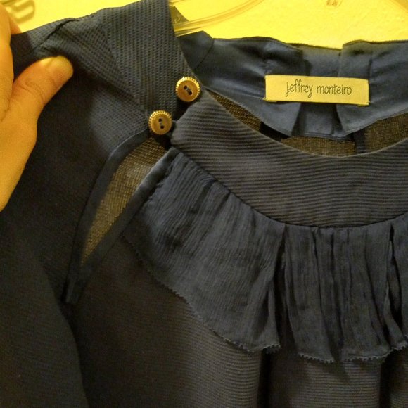 100% Silk Ruffle Neck Blouse Designer Girly Romantic Feminine Frenchgirl Size 0 - Picture 5 of 15